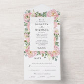 Invitation Tout En Un Pierres blanches Hydrangea Eucalyptus Mariage (À l'intérieur)