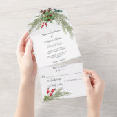 Invitation Tout En Un Pin de Noël et baies (Déchirure)