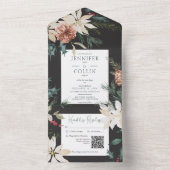 Invitation Tout En Un Pin de Noël rustique noir QR Code (À l'intérieur)