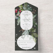 Invitation Tout En Un Pin Noir Rustique & Étincelle D'Hiver Holly Sans D (À l'intérieur)