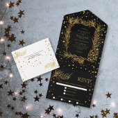 Invitation Tout En Un Pin parties scintillant or, confetti mariage noir