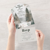 Invitation Tout En Un Pine Tree Forest Russe Aquarelle Mariage à thème (Déchirure)