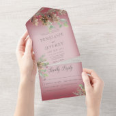 Invitation Tout En Un Pinecone & Berries Vin moderne Dîner rouge (Déchirure)