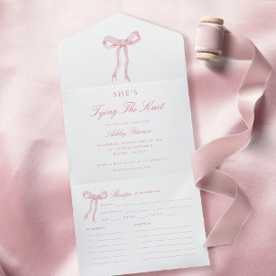 Invitation Tout En Un Pink Bow She's Tying the Knot Fête des mariées