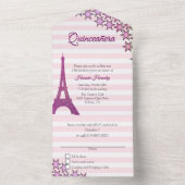 Invitation Tout En Un Pink Paris Theme Quinceañera (À l'intérieur)
