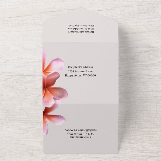 Invitation Tout En Un Pink Plumeria fête d'anniversaire tout en un (Dehors)