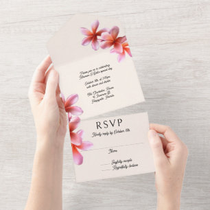 Invitation Tout En Un Pink Plumeria fête d'anniversaire tout en un