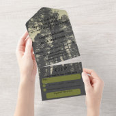 Invitation Tout En Un Pins Olive Green Mariage d'automne (Déchirure)