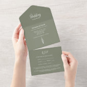 Invitation Tout En Un Pins rustiques Mariage vert Sage simple (Déchirure)