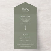 Invitation Tout En Un Pins rustiques Mariage vert Sage simple (À l'intérieur)