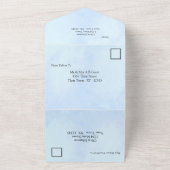 Invitation Tout En Un Pivoine Bleue sur Bleu (Dehors)