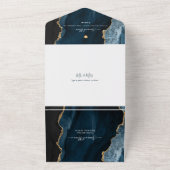 Invitation Tout En Un PixDezines Aquarelle Agate Bat mitzvah bleu ardois (Dehors)