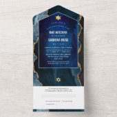 Invitation Tout En Un PixDezines Aquarelle Agate Bat mitzvah bleu ardois (À l'intérieur)