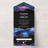 Invitation Tout En Un PixDezines Aquarelle Galaxy Agate Bar Mitzvah (À l'intérieur)