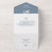 Invitation Tout En Un PixDezines Aquarelle hiver Dusty Blue Coton (Dehors)