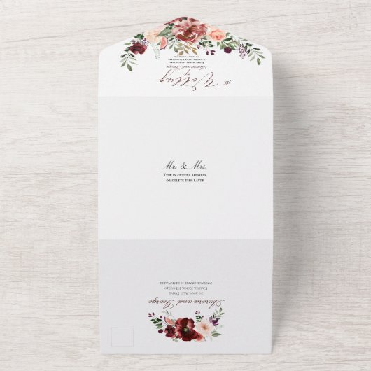 Invitation Tout En Un PixDezines Automne Amour H2 Rustique Marsala Rouge (Dehors)