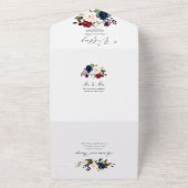 Invitation Tout En Un PixDezines Burgundy Blush Navy H2 Fleurs toutes en (Dehors)