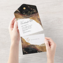 PixDezines Cosmic Black Gold Bar Mitzvah