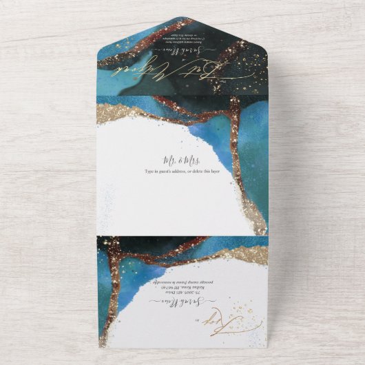 Invitation Tout En Un PixDezines Cosmic Cerulean Blue Bar Mitzvah (Dehors)
