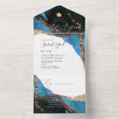 Invitation Tout En Un PixDezines Cosmic Cerulean Blue Bar Mitzvah (À l'intérieur)