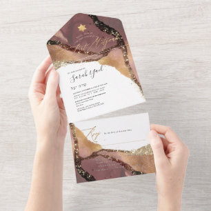 Invitation Tout En Un PixDezines Cosmic Dusty Rose Gold Bar Mitzvah Tout