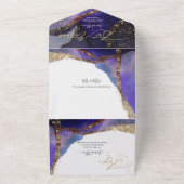 Invitation Tout En Un PixDezines Cosmic Indigo Bat mitzvah bleu (Dehors)