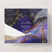 Invitation Tout En Un PixDezines Cosmic Indigo Bat mitzvah bleu (Verso)