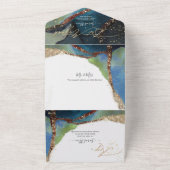 Invitation Tout En Un PixDezines Cosmic Marine Blue Moss Green Mitzvah (Dehors)