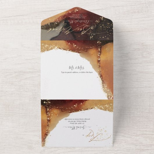 Invitation Tout En Un PixDezines Cosmic Rust Gold Bar Mitzvah (Dehors)