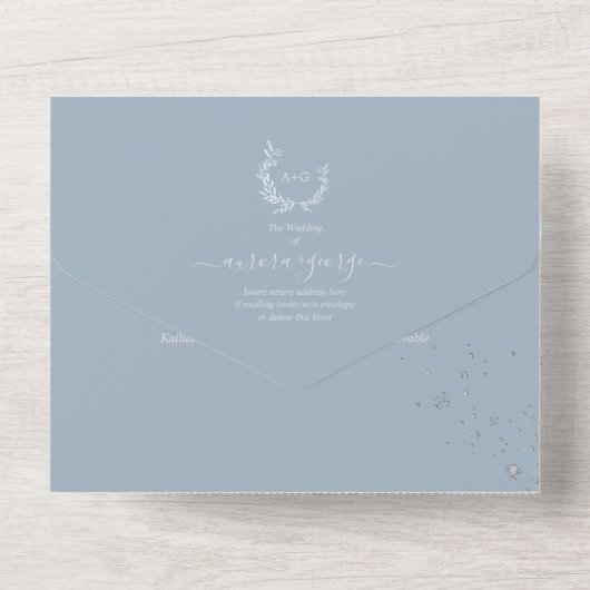 Invitation Tout En Un PixDezines couronne simple do-it-yourself bleu fon (Verso)