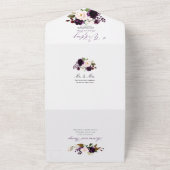 Invitation Tout En Un PixDezines Eggplant Blush Navy H2 Fleurs (Dehors)