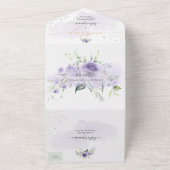 Invitation Tout En Un PixDezines Elegant Aquarelle violet Roses (Dehors)
