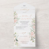 Invitation Tout En Un PixDezines Elegant Blush n Roses crème (À l'intérieur)