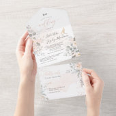 Invitation Tout En Un PixDezines Élégantes Peonies Blush (Déchirure)