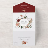 Invitation Tout En Un PixDezines Fleurs d'aquarelle d'automne Marsala Ro (Dehors)