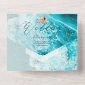 Invitation Tout En Un PixDezines Fleurs de Plage Paradise Tropical Folia (Verso)