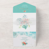 Invitation Tout En Un PixDezines Fleurs de Plage Paradise Tropical Folia (Dehors)