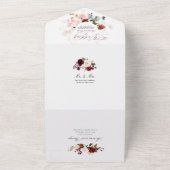 Invitation Tout En Un PixDezines Fleurs H2 Rouges Bourgogne (Dehors)