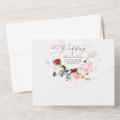 Invitation Tout En Un PixDezines Fleurs H2 Rouges Bourgogne (Verso)
