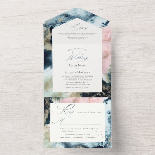 Invitation Tout En Un PixDezines Galaxie Abstraite Tout en un (À l'intérieur)