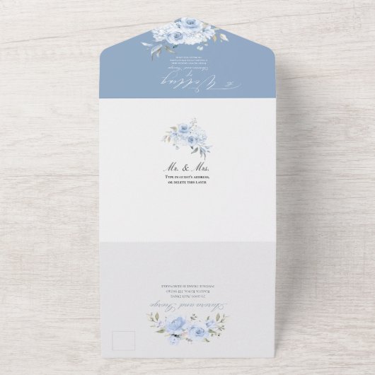 Invitation Tout En Un PixDezines H2 Dusty Blue Roses Hydrangea (Dehors)