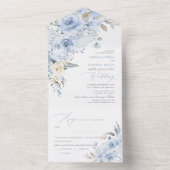 Invitation Tout En Un PixDezines H2 Dusty Blue Roses Hydrangea (À l'intérieur)