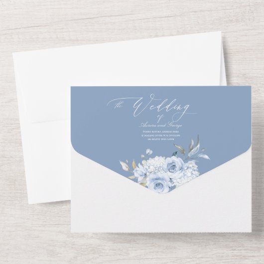 Invitation Tout En Un PixDezines H2 Dusty Blue Roses Hydrangea (Verso)