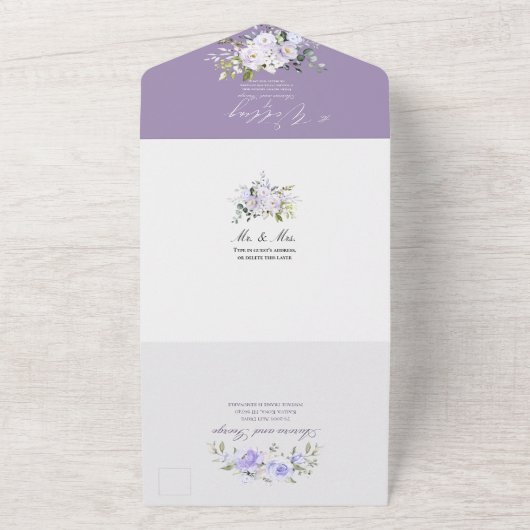 Invitation Tout En Un PixDezines H2 Dusty violet Roses Hydrangea (Dehors)