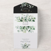 Invitation Tout En Un PixDezines H2 gomme rustique Eucalyptus Gold Green (Dehors)