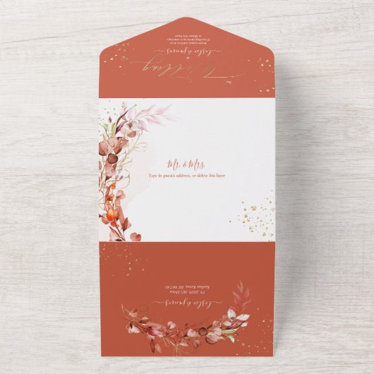 Invitation Tout En Un PixDezines H2 Rustique Automne Eucalyptus Gold Dus (Dehors)