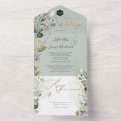 Invitation Tout En Un PixDezines H2 Rustique Eucalyptus Gomme Vert Or Al (À l'intérieur)