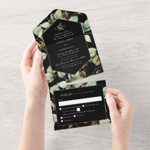 Invitation Tout En Un PixDezines H2 Rustique Gum Eucalyptus avec RSVP