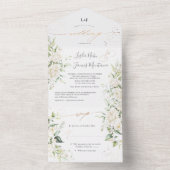 Invitation Tout En Un PixDezines Roses Blanches Crémeuses Élégantes (À l'intérieur)