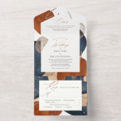 Invitation Tout En Un PixDezines Terracotta Marine Formes Abstraites (À l'intérieur)